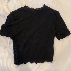 Sheer short sleeve turtle neck top